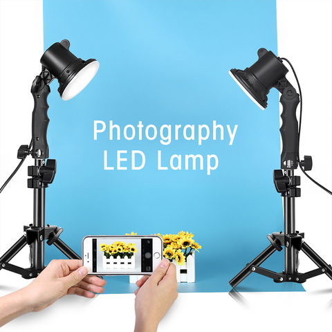 Photography 12W LED Lamp Light Bulb Handle Table Lighting Box With 2pcs 37CM Light Tripod Stand For Photo Studio Portrait Phone ► Photo 1/6