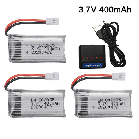 3.7V 400mAh 35C Lipo Battery and Charger for X4 H107 H31 KY101 E33C E33 U816A V252 H6C RC Quadcopter Drone Spare Part toys part ► Photo 1/6