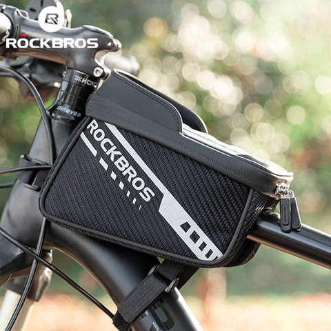 ROCKBROS Front Bike Bag Sensitive Touch Screen Reflective 1L Bicycle Bag Double Zipper Separate Storage Bag MTB Bike Accessories ► Photo 1/1