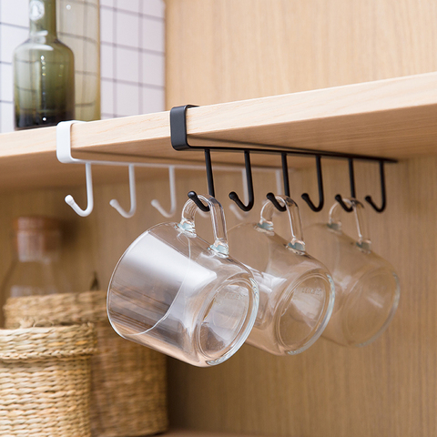 Kitchen Cupboard Storage Rack Cupboard Shelf Hanging Hook Organizer Closet Clothes Glass Mug Shelf Hanger Door Chest Hanging ► Photo 1/6