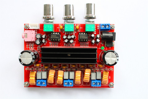 XH-M139 2.1 channel digital power amplifier board 12v-24v wide voltage TPA3116D2 2*50W 100W ► Photo 1/2