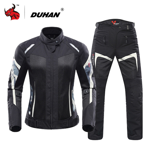 DUHAN Women Motorcycle Jacket Summer Breathable Mesh Moto Jacket Protective Gear Motorcycle Suit Motorbike Clothing Set Black ► Photo 1/6