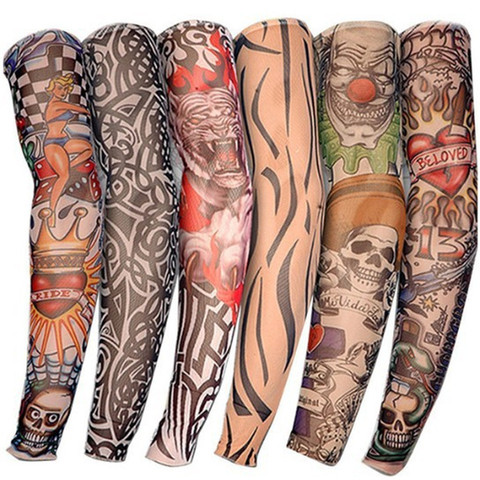 1PC 3D Tattoo Printed Outdoor Cycling Sleeves Personality Arm Warmer UV Protection MTB Bike Protection Arm Ridding Sleeves ► Photo 1/6