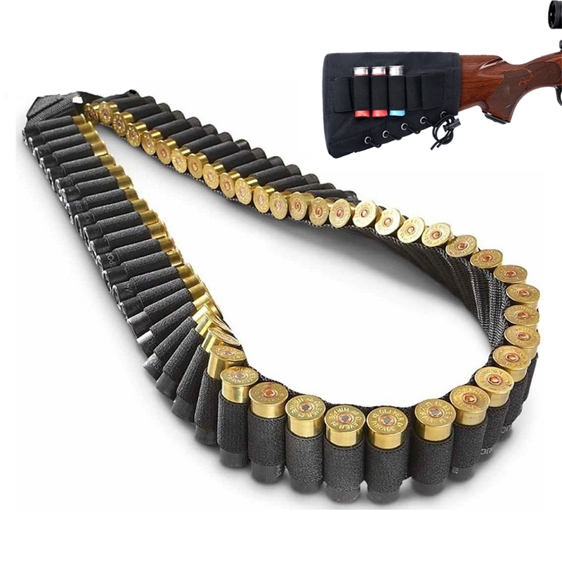 Hunting Tactical 5 Round Shotgun Buttstock Shell Holder 12/20 Gauge Ammo Pouch 
