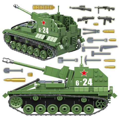 601PCS Military Tank Soviet Russia SU-76M BT7 Tank Building Blocks City WW2 Soldier Police Army Bricks Children Toys Gifts ► Photo 1/6