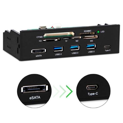 Multi-Port PC Front Panel Internal USB3.0 eSATA Type-C TF S D Card Reader Hub ► Photo 1/6