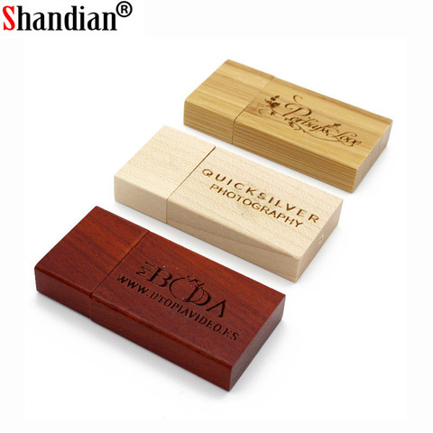 SHANDIAN Wooden block USB Flash Drive red wood pendrive 4GB 8GB 16GB 32GB Pen Drive Memory Stick gift (free coustom logo) ► Photo 1/6