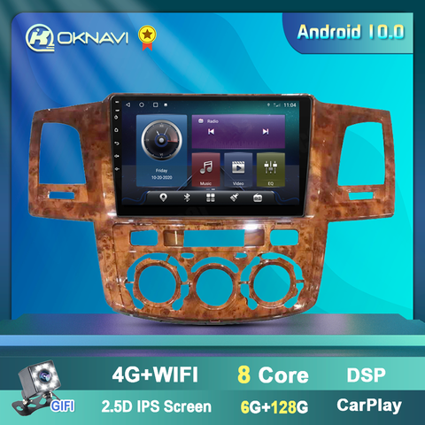 For Toyota Fortuner HILUX Revo Vigo Android 9.0 2 din Stereo Car Radio 2004-2014 Mahogany Frame Multimedia Player GPS Navigation ► Photo 1/6