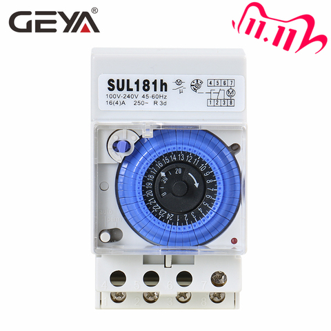 Free Shipping GEYA SUL181h Analog Mechanical Timer Switch 100V-240V 24 Hours Programmable Timer with 30min Setting ► Photo 1/6