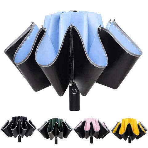 Umbrella Reflective Waterproof Sunproof Automatic Reverse Folding Umbrella for Outdoor Supply ► Photo 1/1