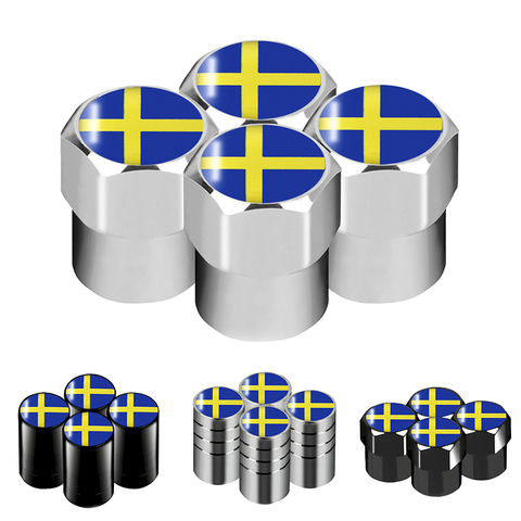4pcs Car Styling Sweden Flag Emblem Wheel Tire Valves Tyre Air Caps Case for Volvo V70 XC60 S60 V60 V40 decoration Accessories ► Photo 1/6