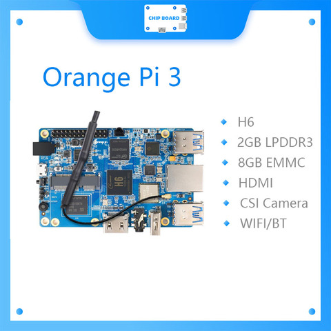 Orange Pi 3 H6 2GB LPDDR3 + 8GB EMMC Flash Gigabyte Ethernet Port AP6256 WIFI BT5.0 4*USB3.0 Support Android 7.0, Ubuntu, Debian ► Photo 1/5