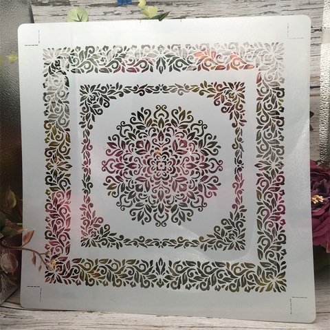 1Pcs 30*30cm Mandala Frame in Square DIY Layering Stencils Wall Painting Scrapbook Coloring Embossing Album Decorative Template ► Photo 1/1