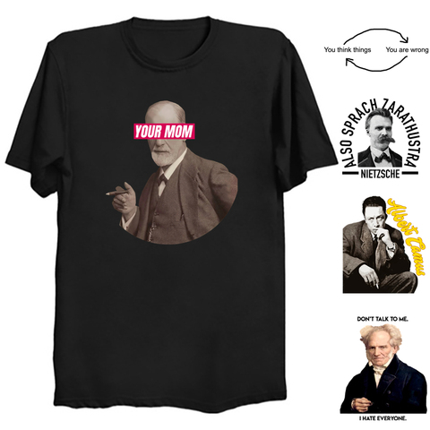 Philosophy Tshirt Cotton Friedrich Nietzsche Shirt Sigmund Freud T-shirt Schopenhauer Philosopher Tees Albert Camus T Shirt ► Photo 1/6