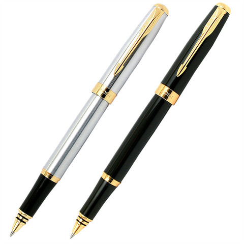 Deluxe quality Metal 388 Black Silver Business office Rollerball Pen 0.5mm Nib Gold Clip rollerball Pen office School Supplies ► Photo 1/6