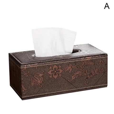 Stylish Tissue Case Box Container Faux Leather Napkin Holder Home Car Tissue Holder Case Box Paper Storage Pouch Table Decoratio ► Photo 1/6