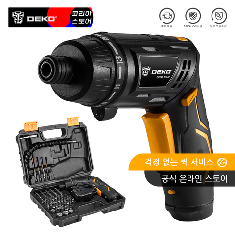 DEKO DCS3.6DU2 Cordless Electric Screwdriver Household Rechargeable battery Screwdriver with Twistable Handle with LED Torch ► Photo 1/6