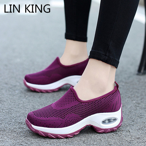 LIN KING Big Size Slip On Women Vulcanized Shoes Fashion Summer Outdoor Casual Sneakers Breathable Hollow Out Woman Lazy Loafers ► Photo 1/6