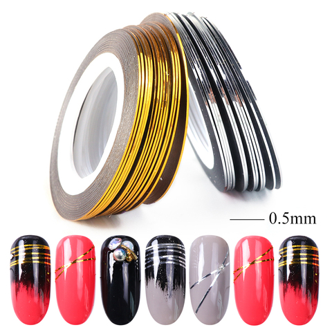 0.5mm Gold Silver Striping Sticker Holographic 3D Strips Liner Tape Adhesive Super Fine Nail Art Polish Decorations LY1009-1 ► Photo 1/6