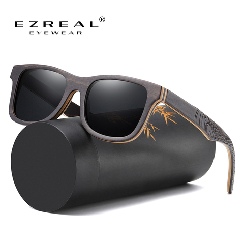 EZREAL Polarized Sunglasses Women Men Layered Skateboard Wooden Frame Square Style Glasses for Ladies Eyewear In Wood Box S5832 ► Photo 1/6