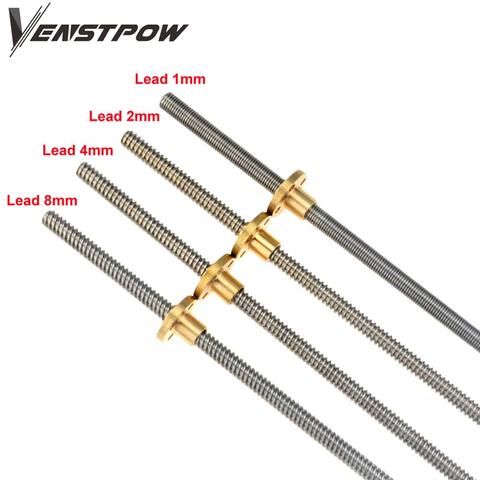 CNC 3D Printer THSL-300-8D Trapezoidal Rod T8 Lead Screw Thread 8mm Lead1mm Length100mm200mm300mm400mm500mm600mm with Brass Nut ► Photo 1/6