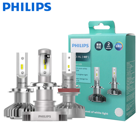 Philips LED H4 H7 H8 H11 H16 HB2 9003 Ultinon LED 6000K Cool blue white light + 160% brighter car headlight Compact Design, pair ► Photo 1/5