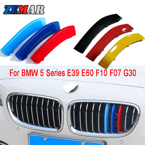 3pcs ABS M Germany Color For BMW F10 E39 E60 F07 G30 F18 5 Series GT GT5 Car Racing Grille Strip Trim Clip Stickers Accessories ► Photo 1/6