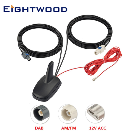 Eightwood DAB/DAB+AM/FM Car Digital Radio/Stereo Amplified Aerial Roof Mount Shark Fin Antenna for Alpine Ezi-DAB ► Photo 1/1