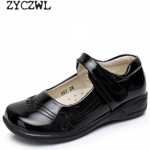 New Girls Leather Shoes for Children PU Leather School Black Princess Shoes Dress Flower Wedding White Kids Flat Etiquette Shoes ► Photo 1/1