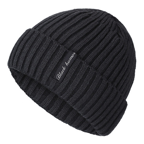 High Quality Black Human Winter Hat Add Fur Warm Beanies Hat Baggy Skullies Knitted Hat For Men Women Ski Sports Beanies Cap ► Photo 1/6