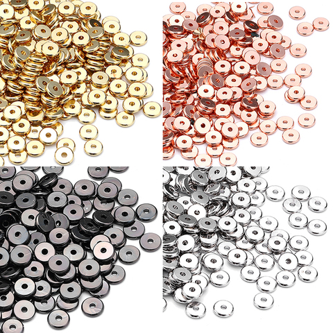 MINHIN 30/50Pcs 3/6/8mm Silvers Gold Spacer Beads European Flat Beads For for DIY Jewelry Making Bracelet Accessories Wholesale ► Photo 1/6