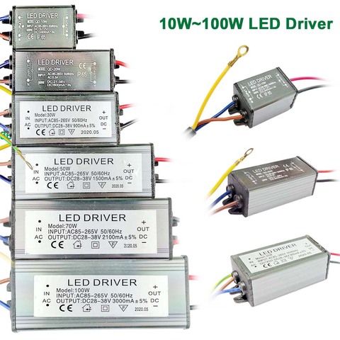 Led Driver 10w 20w 30w 50w 70w 100w Waterproof IP65 Power Supply Adapter Transformer Constant Current AC85-265V to DC 3V 12V 36V ► Photo 1/6