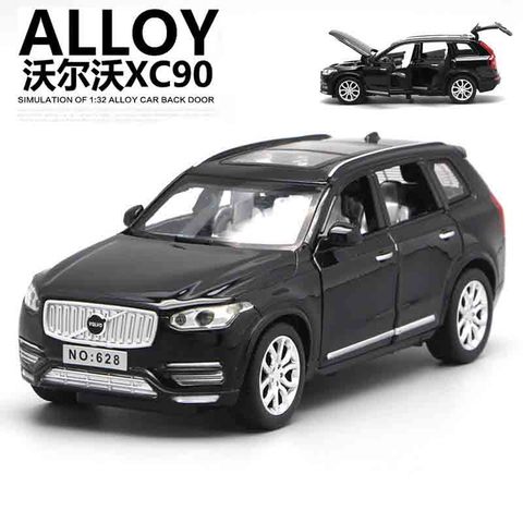 Free delivery 1:32 Diecast Cars Volvo XC90 Model Toy Openable Doors Pull Back Music Light Car Toys for kids children ► Photo 1/5