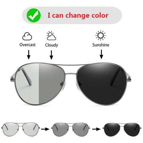 Photochromic Sunglasses Men Polarized Driving Pilot Chameleon Vintage Sun Glasses Women Male Change Color Day Night Vision UV400 ► Photo 1/6