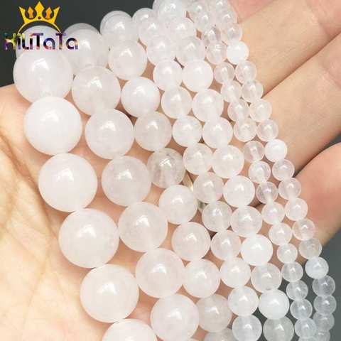 Natural Stone Beads Round White Chalcedony Jades Loose Beads For Jewelry Making DIY Bracelet Necklace 15''/Strands 4/6/8/10/12mm ► Photo 1/6