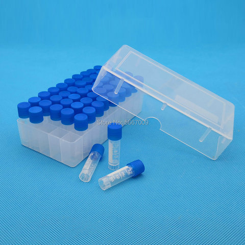 50 pieces plastic 1.8ml freezing tube + one piece 50 vents plastic Freezing tube storage box for experiment ► Photo 1/6