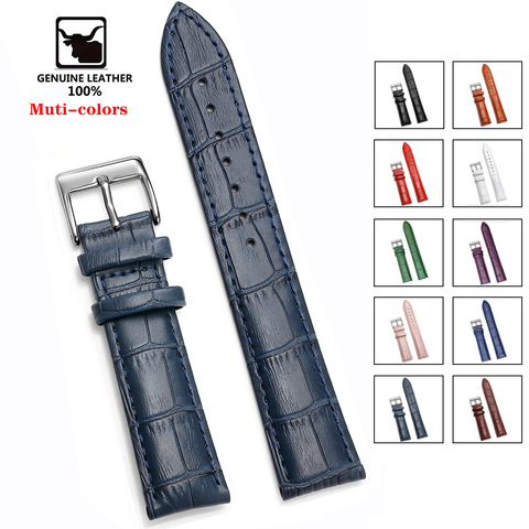 Soft Wrist Belt Bracelet Comfortable Genuine Leather Watch Strap 12/14/16/18/19/20/22/24 mm Watch Pin buckle Band  + Tool ► Photo 1/6