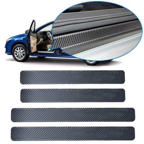 4PCS 60x6.8cm Car Door Sill Anti kick Stickers Scuff Anti Scratch Carbon Fiber Auto Door Sticker Car Accessories Styling ► Photo 1/6