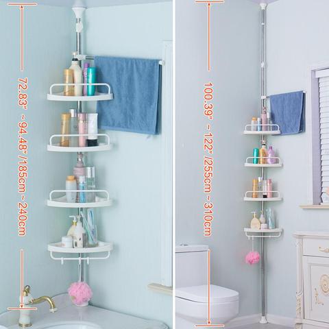 BAOYOUNI 4 Tier Shower Corner Storage Rack Bathroom Organizer Shelf Height Adjustable Free Punch 185-310cm ► Photo 1/6