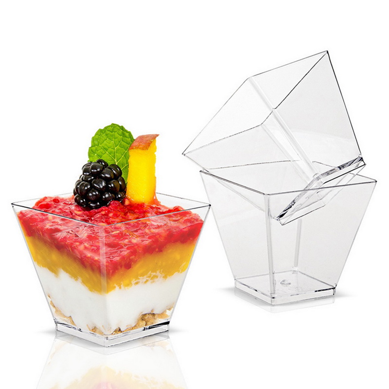 60ml Dessert Cups Plastic Transparent Trapezoidal Food Mousses Dessert Tools 