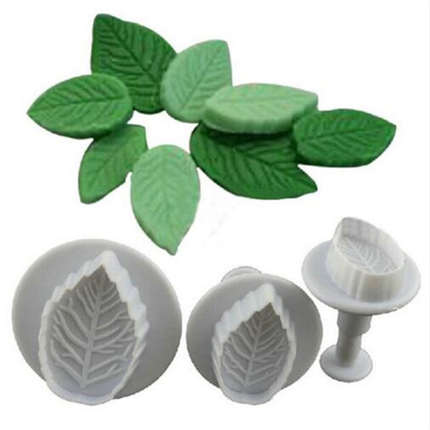 3Pcs Biscuit Cake Rose Leaf Plunger Fondant Decorating Sugar Craft Mold Cutter Cake Decorating Pastry Cookie Cake Tools ► Photo 1/4