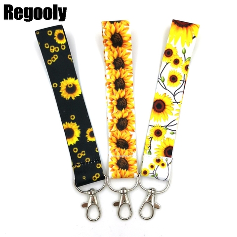 Sunflowers flowers women Wristlet hand strap Keychain Lanyards Id Badge Holder ID Card Pass Gym Mobile Phone Badge Holder Strap ► Photo 1/6