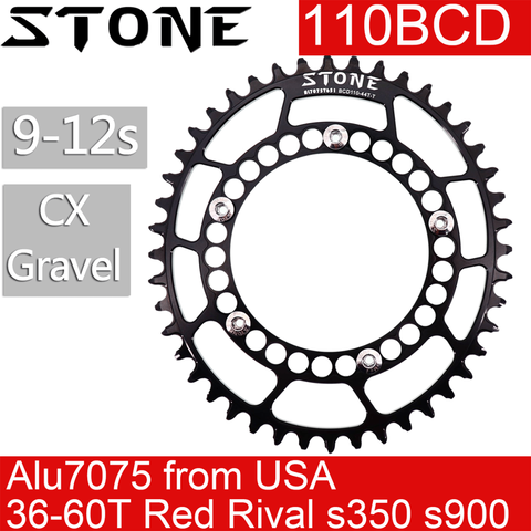 Stone Oval Chainring 110 BCD red rival s350 s900 s100 36T to 60T Tooth Road Bike Chainwheel 110BCD for sram force gravel quarq ► Photo 1/6