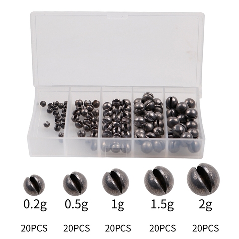 0.2g-2g  5 Size 100 Pcs/box Open Bite Lead Set Bare Fishing-clip Drop Biting Round Plumb Bob Auxiliary Fishing Tackle Gear ► Photo 1/4
