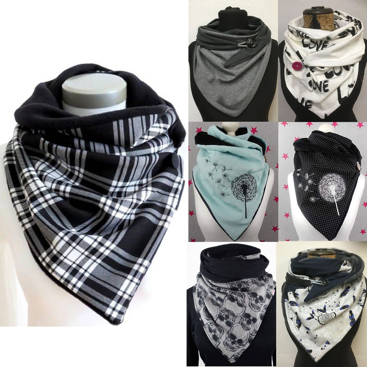 winter scarf for women foulard soild dot 3D button design echarpe