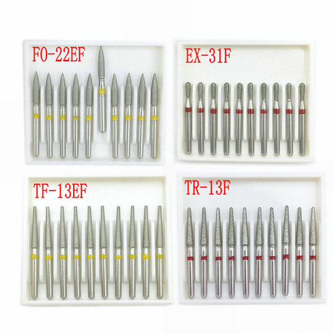 10pcs/box Dental Diamond Burs Drill FG Dia-burs 1.6mm Shank for High Speed Handpiece Burs ► Photo 1/6