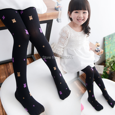 Autumn High Quality children girls tights Velvet candy colors Cute Embroidery bear Tights for baby kids Girls Pantyhose Stocking ► Photo 1/6