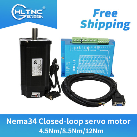 Free shipping  Nema34 Closed-Loop stepper dc Motor 6A 4.5N.m/8.5Nm/12Nm+2-Phase & HB860H Hybrid Step-servo  Driver For CNC ► Photo 1/5