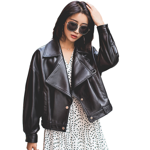 Autumn Faux Leather Jacket Women Loose Turndown Collar Ladies Biker Punk Jackets Single Breasted Motorcycle Leather Coats ► Photo 1/6
