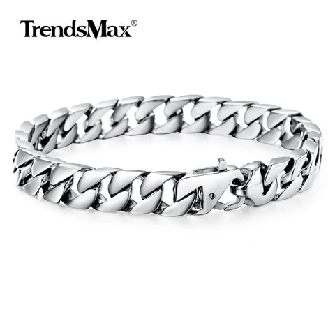 10mm Men's Curb Cuban Chain Link Bracelet for Mens Boys 316L Stainless Steel Gold Silver Color Wholesale Jewelry 8-11inch HBM123 ► Photo 1/6